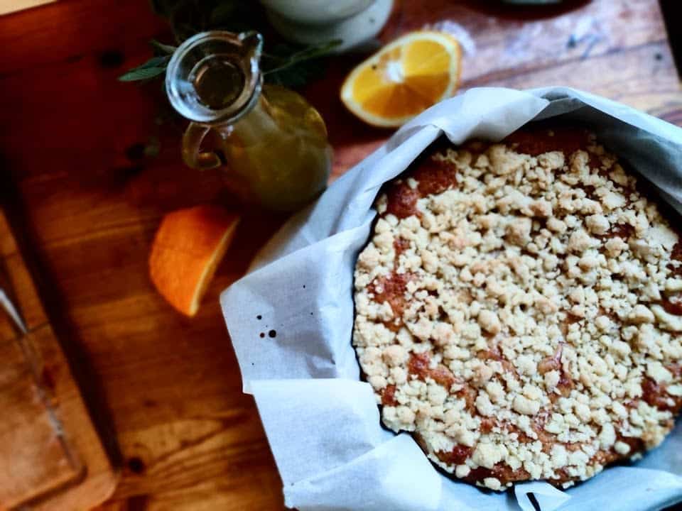 עוגת תפוזים תותים שמן זית