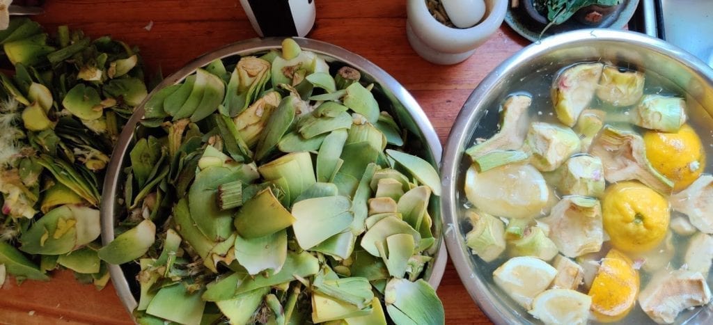 מחבת אביב של פול ירוק שקדים ירוקים וארטישוק